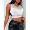 imageWomens Sheer Mesh Sleeveless Tank Top Slim Fit Crew Neck Crop Tops Party Club TopsWhite