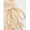 imageWomens Side Drawstring Lace Ruffle Shorts Y2K Ruched Low Rise Mini Stretchy Slim Fit Micro ShortsApricot