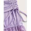 imageWomens Side Drawstring Lace Ruffle Shorts Y2K Ruched Low Rise Mini Stretchy Slim Fit Micro ShortsMauve Purple