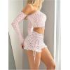 imageWomens Side Drawstring Lace Ruffle Shorts Y2K Ruched Low Rise Mini Stretchy Slim Fit Micro ShortsRed and White