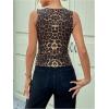imageWomens Sleeveless Camo Print Tank Top Scoop Neck Slim Fit Ruched Vest Top Summer Tee ShirtsLeopard Brown