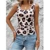 imageWomens Sleeveless Camo Print Tank Top Scoop Neck Slim Fit Ruched Vest Top Summer Tee ShirtsMocha Brown