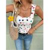 imageWomens Sleeveless Camo Print Tank Top Scoop Neck Slim Fit Ruched Vest Top Summer Tee ShirtsWhite Multicolor