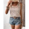 imageWomens Sleeveless Crochet Tank Top Knitted Sweater Vest Hollow Out Scoop Neck Tops Boho Cover Up PulloverApricot