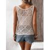 imageWomens Sleeveless Crochet Tank Top Knitted Sweater Vest Hollow Out Scoop Neck Tops Boho Cover Up PulloverApricot
