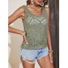 imageWomens Sleeveless Crochet Tank Top Knitted Sweater Vest Hollow Out Scoop Neck Tops Boho Cover Up PulloverGreen