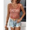 imageWomens Sleeveless Crochet Tank Top Knitted Sweater Vest Hollow Out Scoop Neck Tops Boho Cover Up PulloverOrange