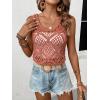 imageWomens Sleeveless Crochet Tank Top Knitted Sweater Vest Hollow Out Scoop Neck Tops Boho Cover Up PulloverOrange