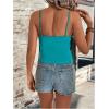 imageWomens Sleeveless Fringe Camisole Tops V Neck Spaghetti Strap Summer Cami ShirtsPure Green