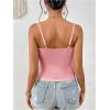 imageWomens Sleeveless Fringe Camisole Tops V Neck Spaghetti Strap Summer Cami ShirtsPure Pink
