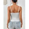 imageWomens Sleeveless Fringe Camisole Tops V Neck Spaghetti Strap Summer Cami ShirtsWhite
