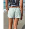 imageWomens Striped Print Drawstring Elastic Waist Shorts Casual Wide Leg Low Rise Summer Boxer ShortsGreen
