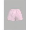 imageWomens Striped Print Drawstring Elastic Waist Shorts Casual Wide Leg Low Rise Summer Boxer ShortsLight Pink