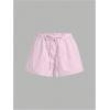imageWomens Striped Print Drawstring Elastic Waist Shorts Casual Wide Leg Low Rise Summer Boxer ShortsLight Pink