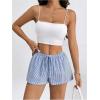 imageWomens Striped Print Drawstring Elastic Waist Shorts Casual Wide Leg Low Rise Summer Boxer ShortsStriped White and Blue