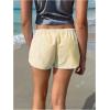 imageWomens Striped Print Drawstring Elastic Waist Shorts Casual Wide Leg Low Rise Summer Boxer ShortsYellow