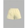 imageWomens Striped Print Drawstring Elastic Waist Shorts Casual Wide Leg Low Rise Summer Boxer ShortsYellow