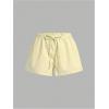 imageWomens Striped Print Drawstring Elastic Waist Shorts Casual Wide Leg Low Rise Summer Boxer ShortsYellow