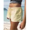 imageWomens Striped Print Drawstring Elastic Waist Shorts Casual Wide Leg Low Rise Summer Boxer ShortsYellow