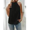 imageWomens Summer Halter Tops Tie Back Frill Sleeveless Casual Blouses for Women Dressy Work ShirtsBlack