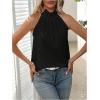 imageWomens Summer Halter Tops Tie Back Frill Sleeveless Casual Blouses for Women Dressy Work ShirtsBlack