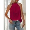 imageWomens Summer Halter Tops Tie Back Frill Sleeveless Casual Blouses for Women Dressy Work ShirtsBurgundy