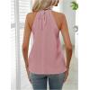 imageWomens Summer Halter Tops Tie Back Frill Sleeveless Casual Blouses for Women Dressy Work ShirtsPink