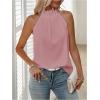 imageWomens Summer Halter Tops Tie Back Frill Sleeveless Casual Blouses for Women Dressy Work ShirtsPink