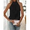 imageWomens Summer Halter Tops Tie Back Frill Sleeveless Casual Blouses for Women Dressy Work ShirtsPure Black