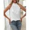 imageWomens Summer Halter Tops Tie Back Frill Sleeveless Casual Blouses for Women Dressy Work ShirtsWhite
