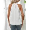 imageWomens Summer Halter Tops Tie Back Frill Sleeveless Casual Blouses for Women Dressy Work ShirtsWhite