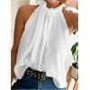 imageWomens Summer Halter Tops Tie Back Frill Sleeveless Casual Blouses for Women Dressy Work ShirtsWhite