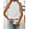 imageWomens Summer Halter Tops Tie Back Frill Sleeveless Casual Blouses for Women Dressy Work ShirtsWhite