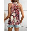 imageWomens Tropical Paisley Print Halter Blouse Sleeveless Boho Shirt Tops Button Back Vacation TopsApricot