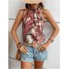 imageWomens Tropical Paisley Print Halter Blouse Sleeveless Boho Shirt Tops Button Back Vacation TopsApricot