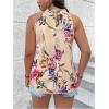 imageWomens Tropical Paisley Print Halter Blouse Sleeveless Boho Shirt Tops Button Back Vacation TopsBeige Floral