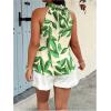 imageWomens Tropical Paisley Print Halter Blouse Sleeveless Boho Shirt Tops Button Back Vacation TopsBeige Green