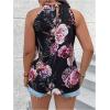 imageWomens Tropical Paisley Print Halter Blouse Sleeveless Boho Shirt Tops Button Back Vacation TopsBlack Floral