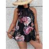 imageWomens Tropical Paisley Print Halter Blouse Sleeveless Boho Shirt Tops Button Back Vacation TopsBlack Floral