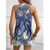 imageWomens Tropical Paisley Print Halter Blouse Sleeveless Boho Shirt Tops Button Back Vacation TopsBlue