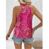 imageWomens Tropical Paisley Print Halter Blouse Sleeveless Boho Shirt Tops Button Back Vacation TopsDeep Pink