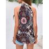 imageWomens Tropical Paisley Print Halter Blouse Sleeveless Boho Shirt Tops Button Back Vacation TopsDeep Red