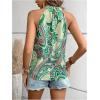imageWomens Tropical Paisley Print Halter Blouse Sleeveless Boho Shirt Tops Button Back Vacation TopsGreen