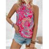 imageWomens Tropical Paisley Print Halter Blouse Sleeveless Boho Shirt Tops Button Back Vacation TopsHot Pink