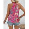 imageWomens Tropical Paisley Print Halter Blouse Sleeveless Boho Shirt Tops Button Back Vacation TopsHot Pink