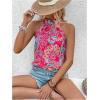 imageWomens Tropical Paisley Print Halter Blouse Sleeveless Boho Shirt Tops Button Back Vacation TopsHot Pink
