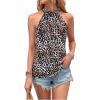 imageWomens Tropical Paisley Print Halter Blouse Sleeveless Boho Shirt Tops Button Back Vacation TopsLight Brown