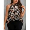 imageWomens Tropical Paisley Print Halter Blouse Sleeveless Boho Shirt Tops Button Back Vacation TopsMix Floral