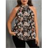 imageWomens Tropical Paisley Print Halter Blouse Sleeveless Boho Shirt Tops Button Back Vacation TopsMix Floral