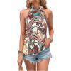 imageWomens Tropical Paisley Print Halter Blouse Sleeveless Boho Shirt Tops Button Back Vacation TopsMix Green